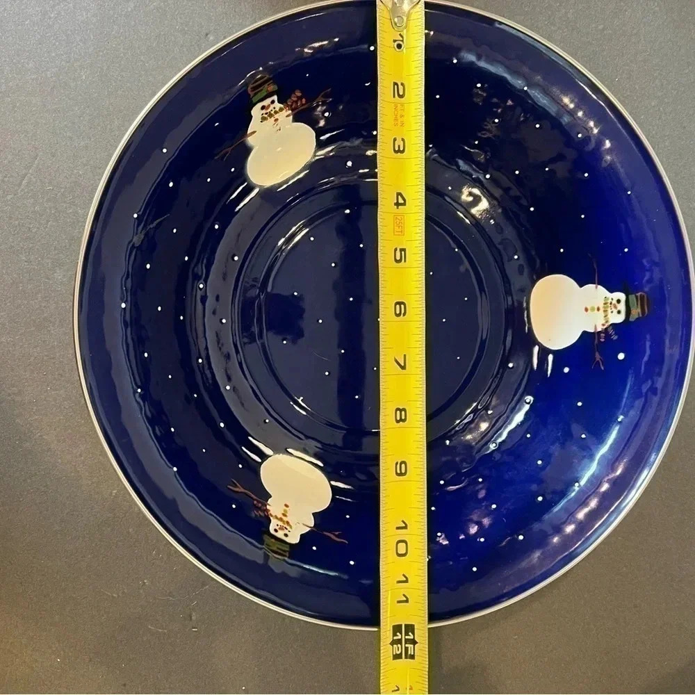 Golden Rabbit II Snowman Denise S. Harvey Blue Enamelware Lot Of (8) Eight - Picture 3 of 8
